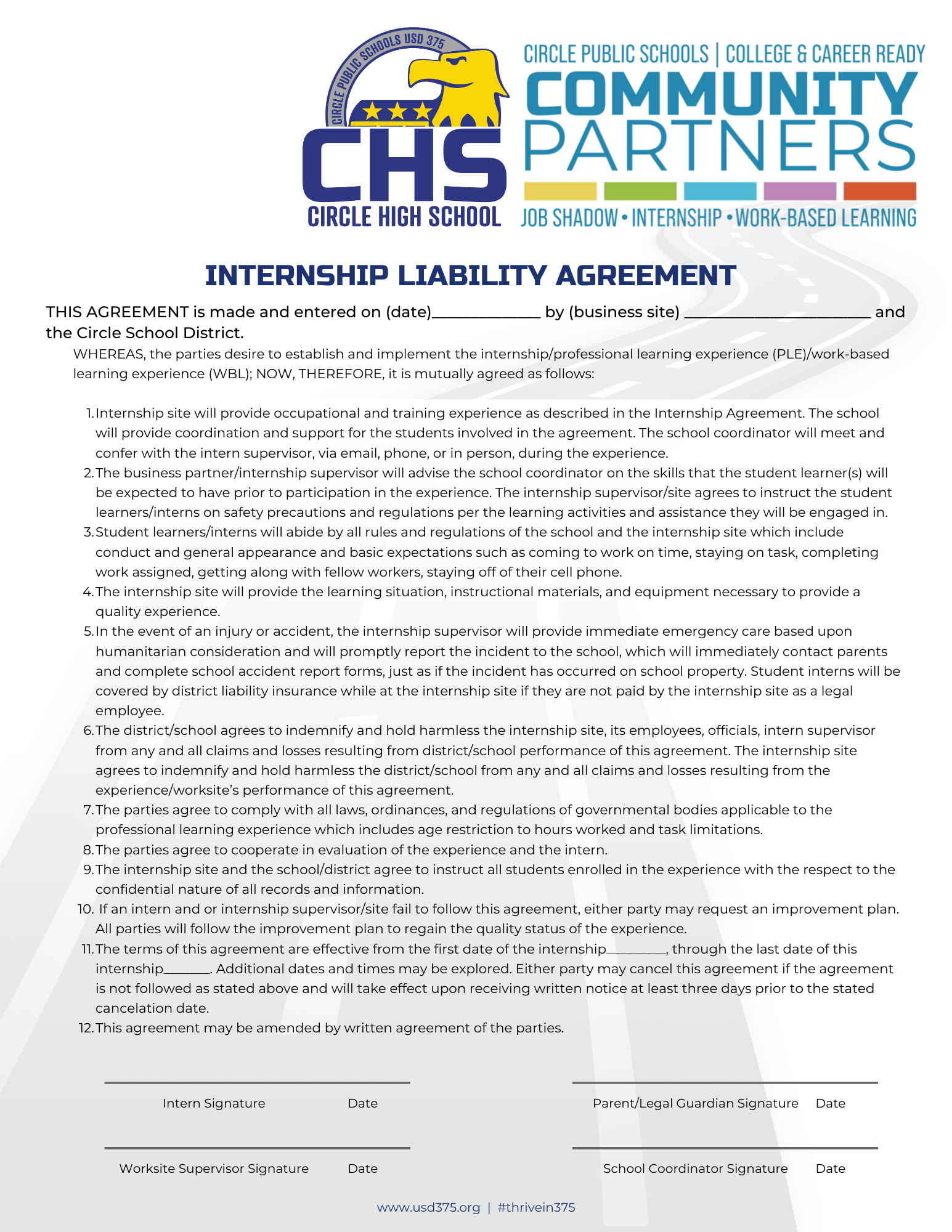 Internship Liability Agreement