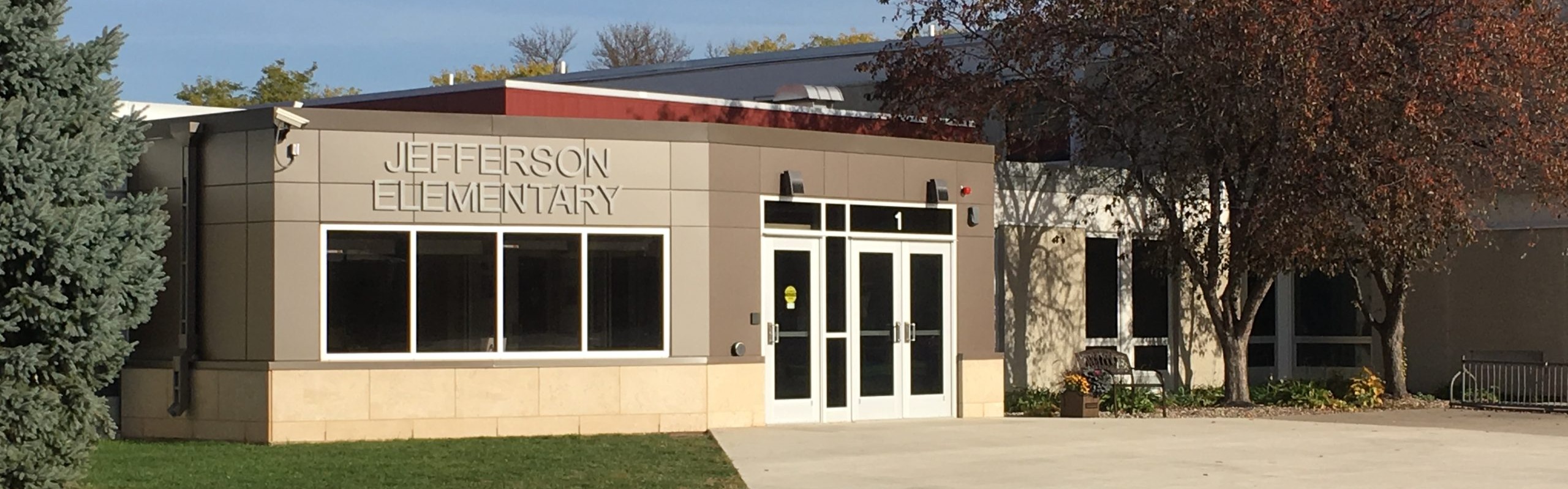 Outside of the entrance of Jefferson Elementary.