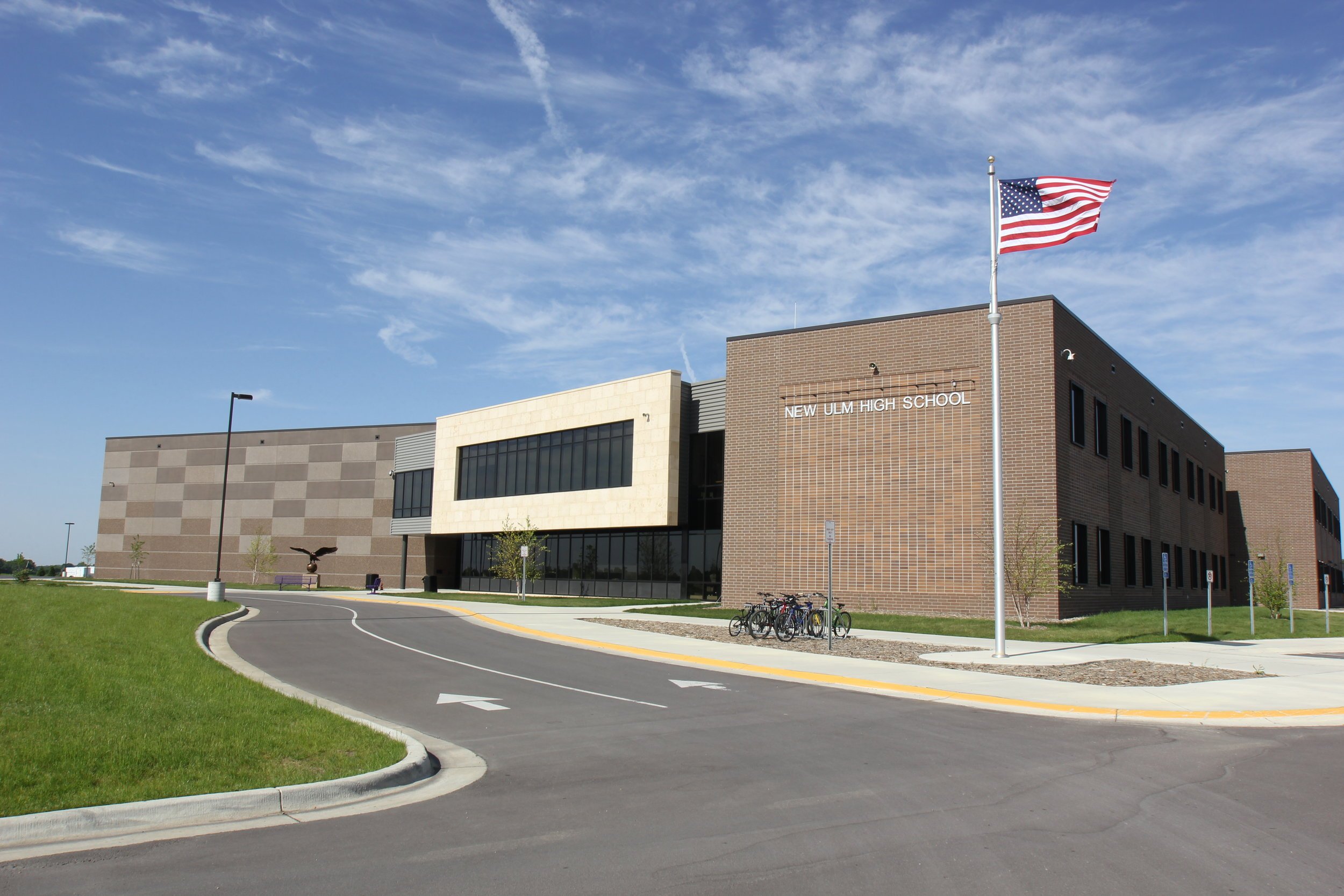 A view of the front entrance of the HS.