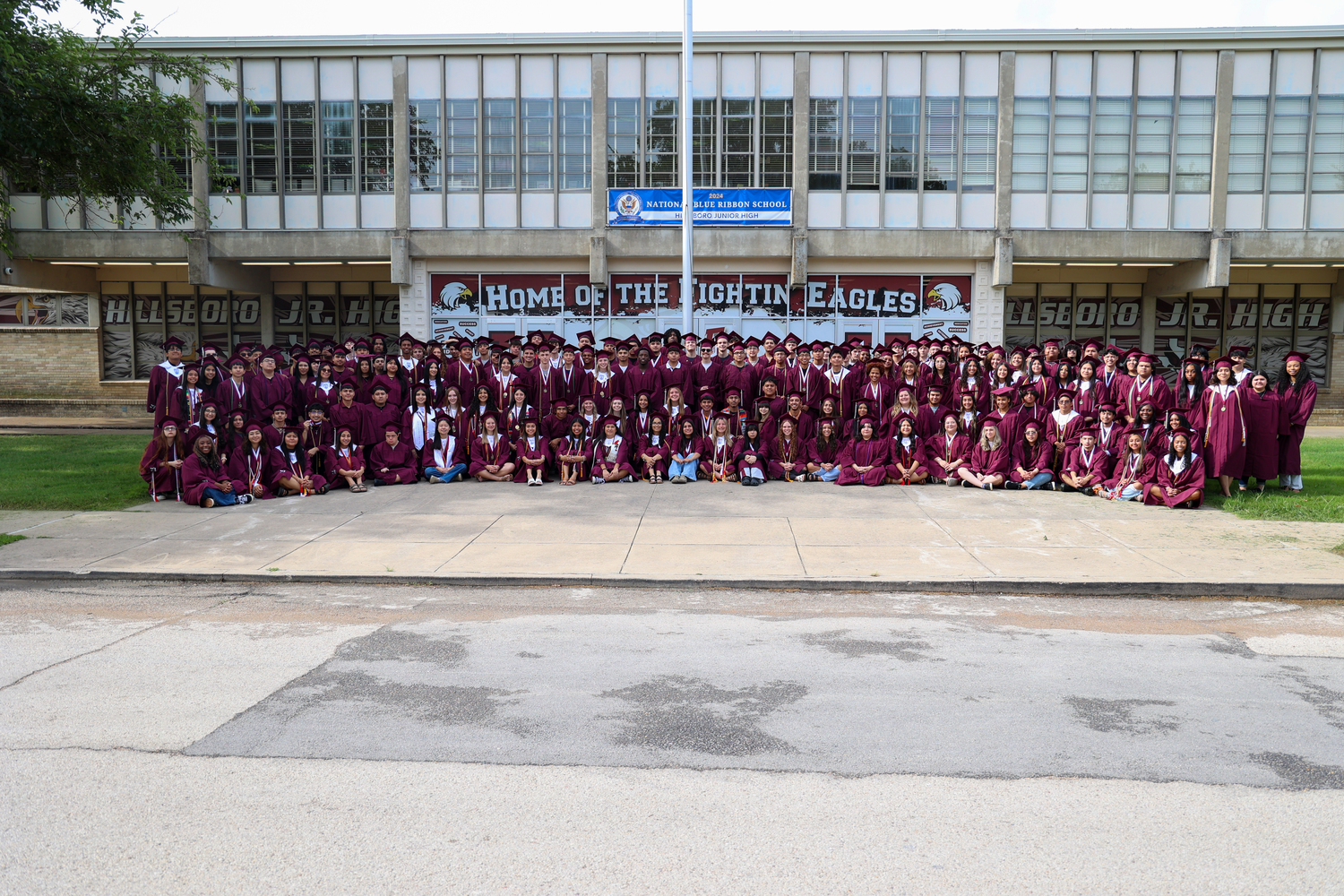 HHS Graduating Class of 2026 in front of Jr. High