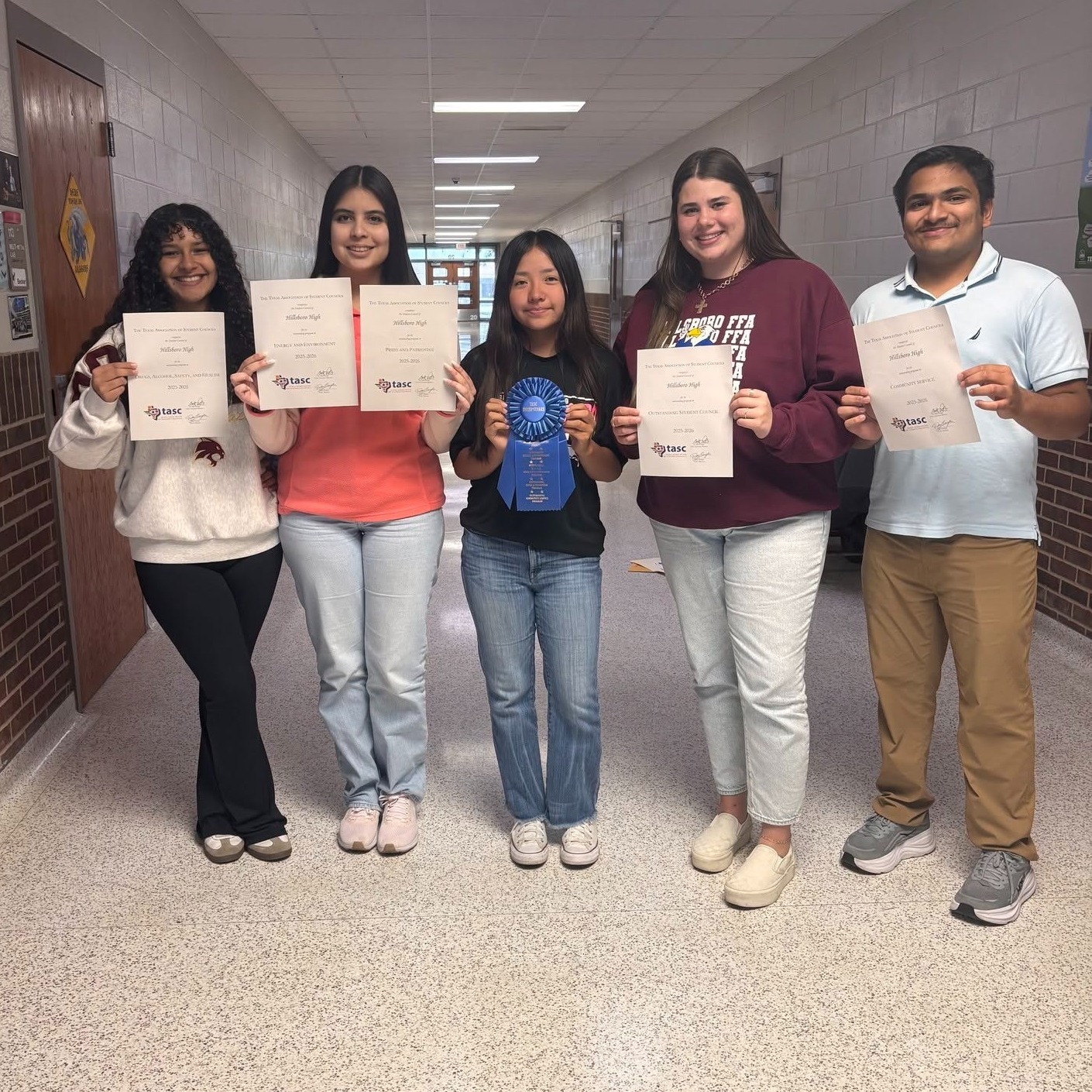 HHS Student Council Students Take a Picture with their awards