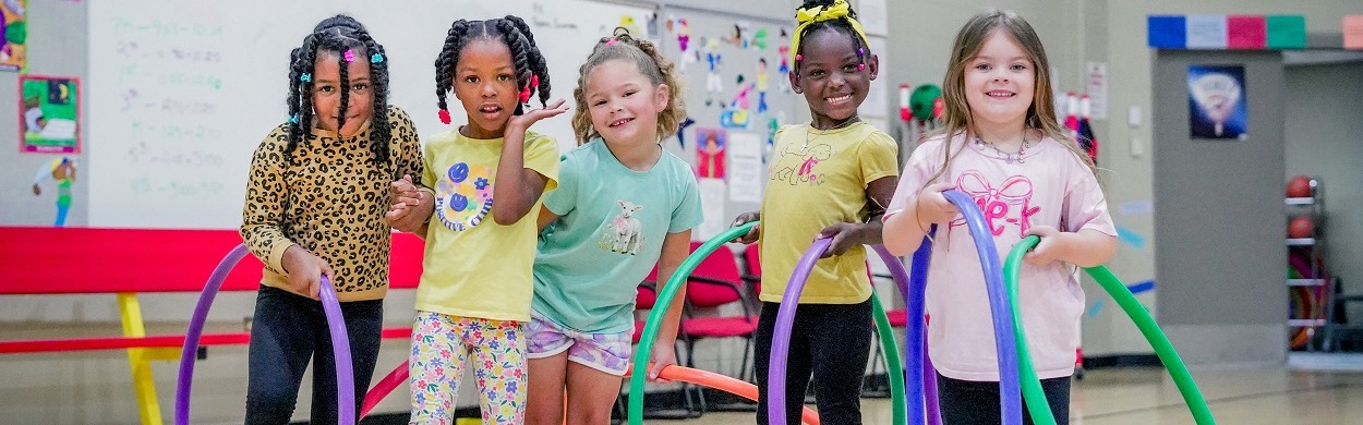 Students with hula hoops