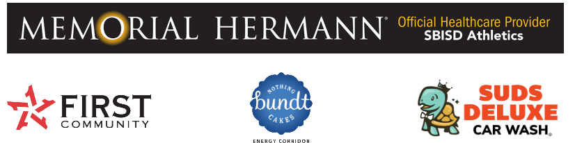 Logos of Memorial Hermann, First Community, Huddle, and Suds Deluxe Car Wash on a white background.