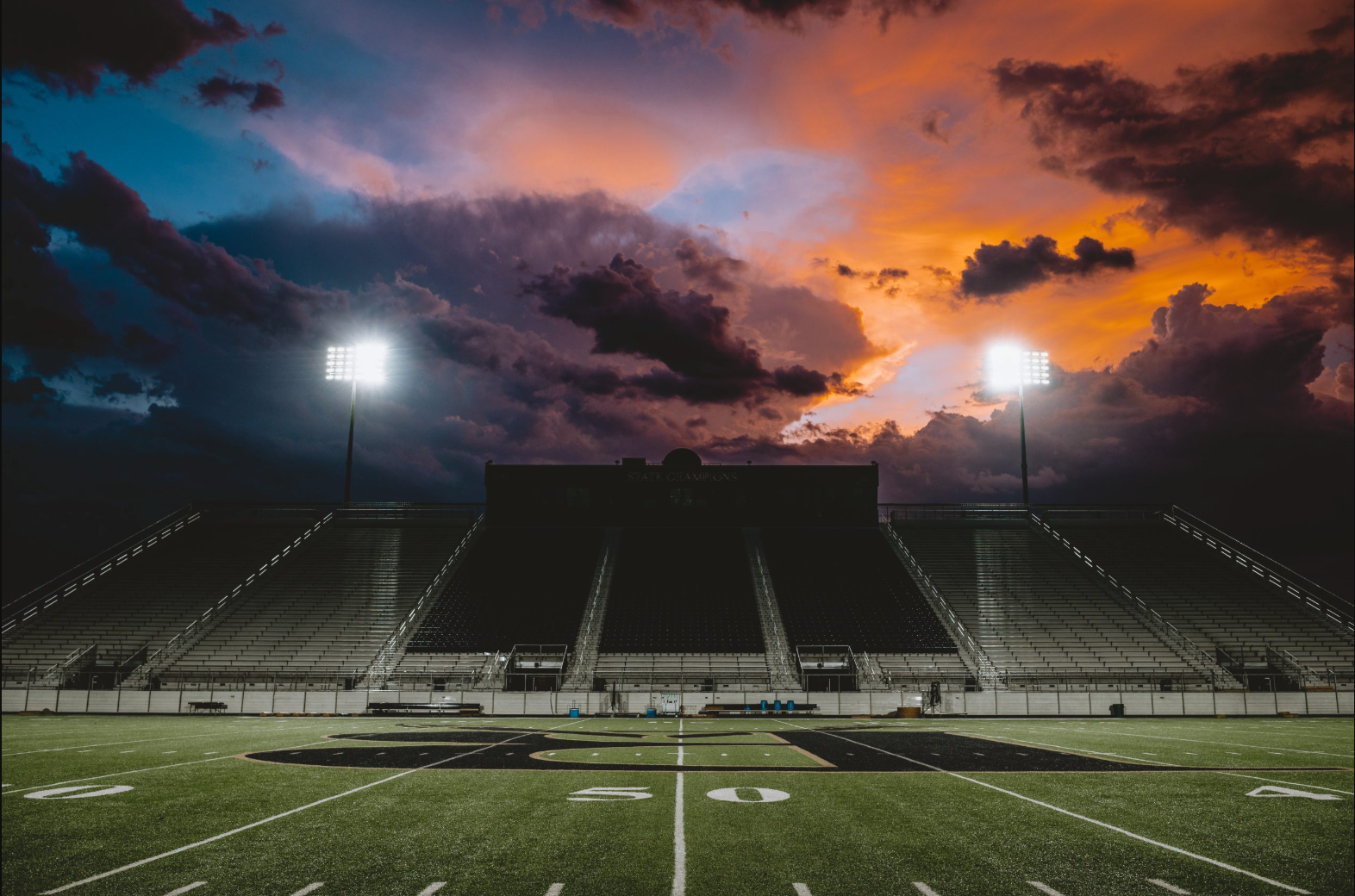 Football field and bleachers 