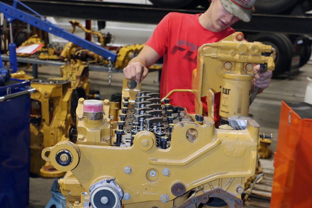 PDT student working on a diesel engine. 
