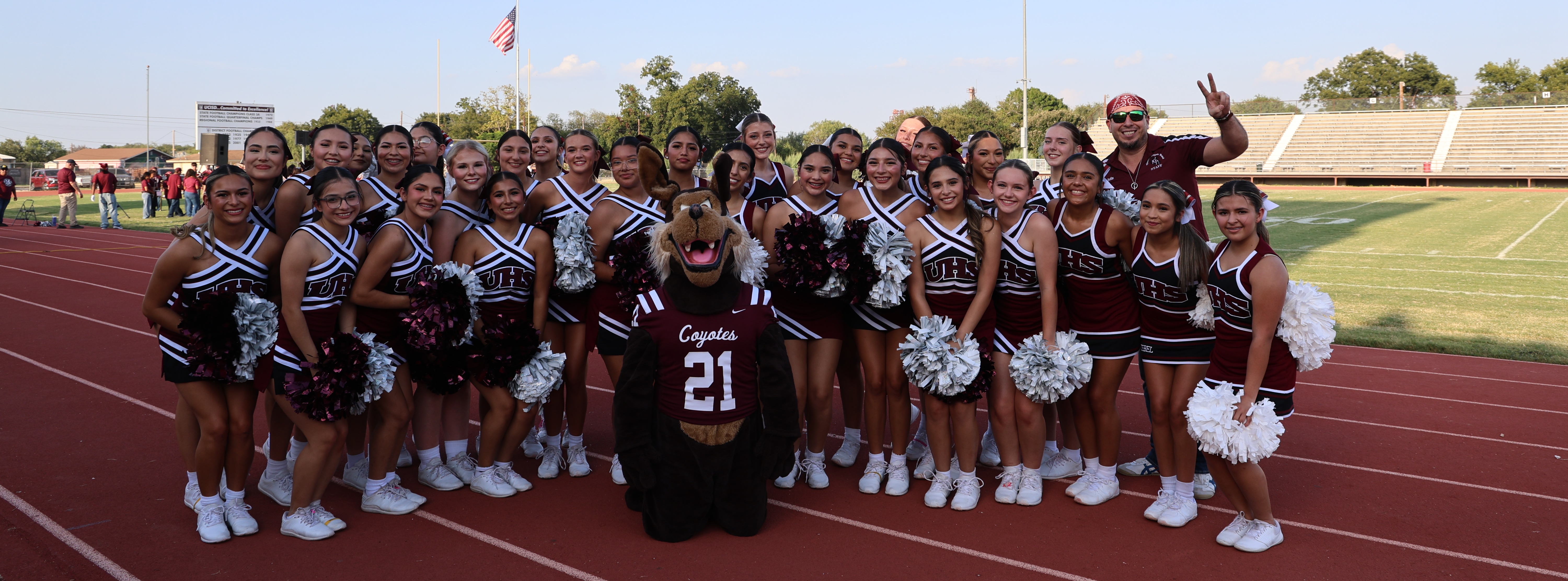 Uvalde High School Cheerleaders with Wylie Coyote