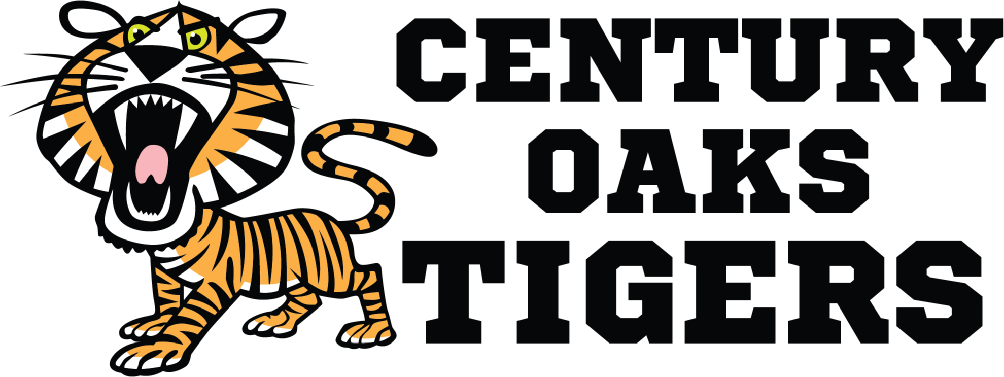 An image with a black background features a tiger roaring with its mouth open, surrounded by white text.
