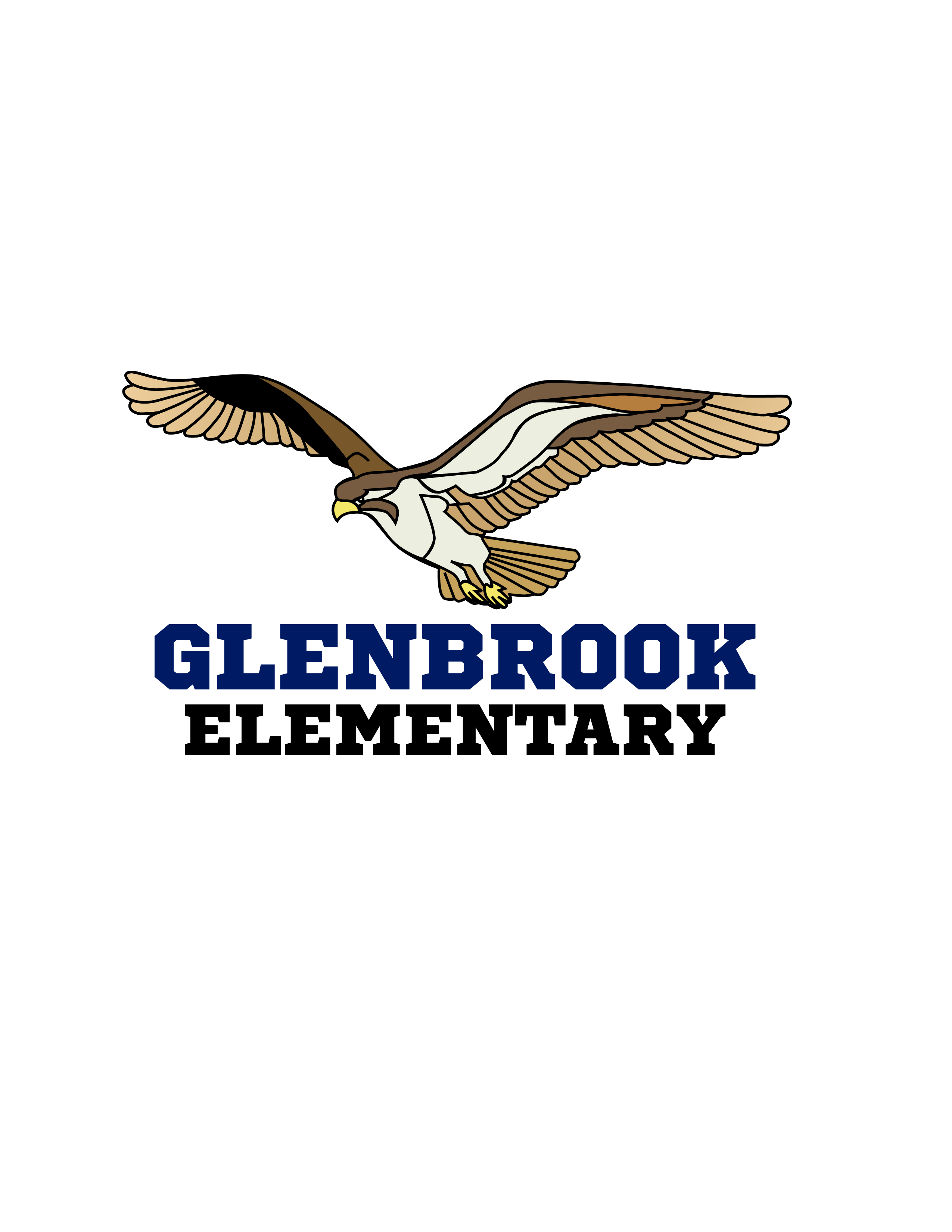 An eagle spreads its wings against a black background. The word "Glenbrook" appears in blue text below the eagle.