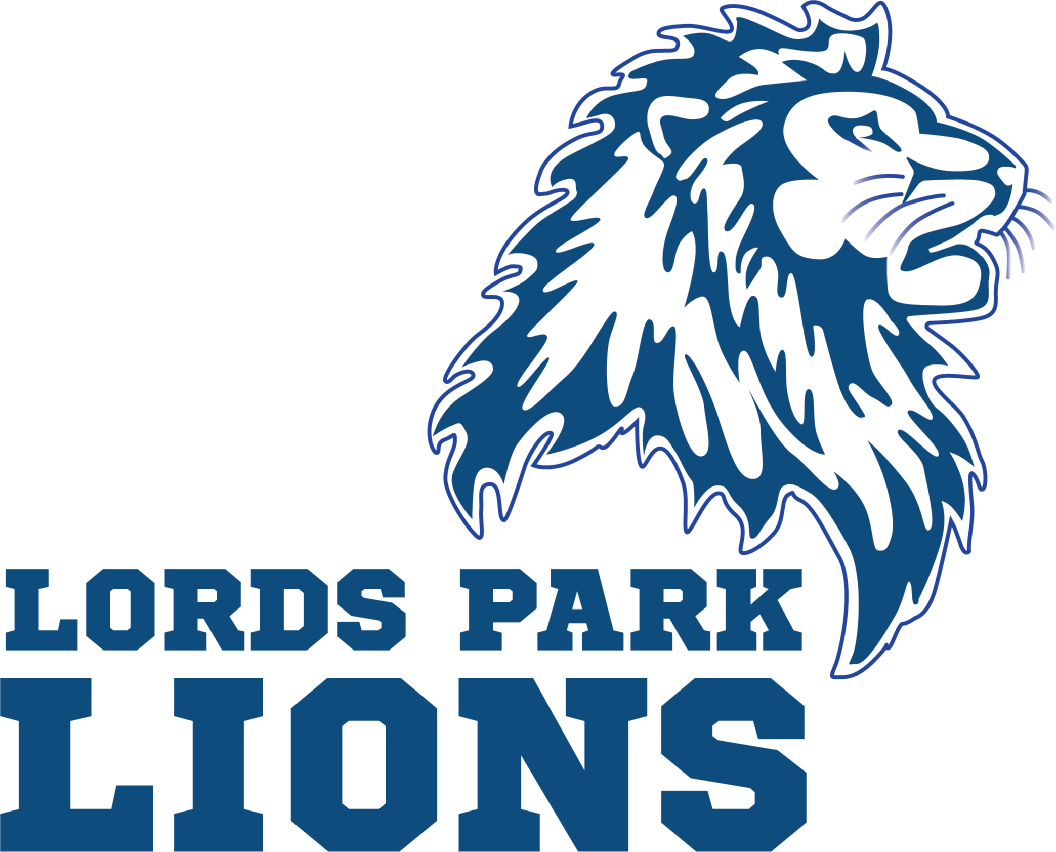 The Lordo Park Lions logo shows a blue and white lion's head on a black background. The text reads "LORDS PARK LIONS".