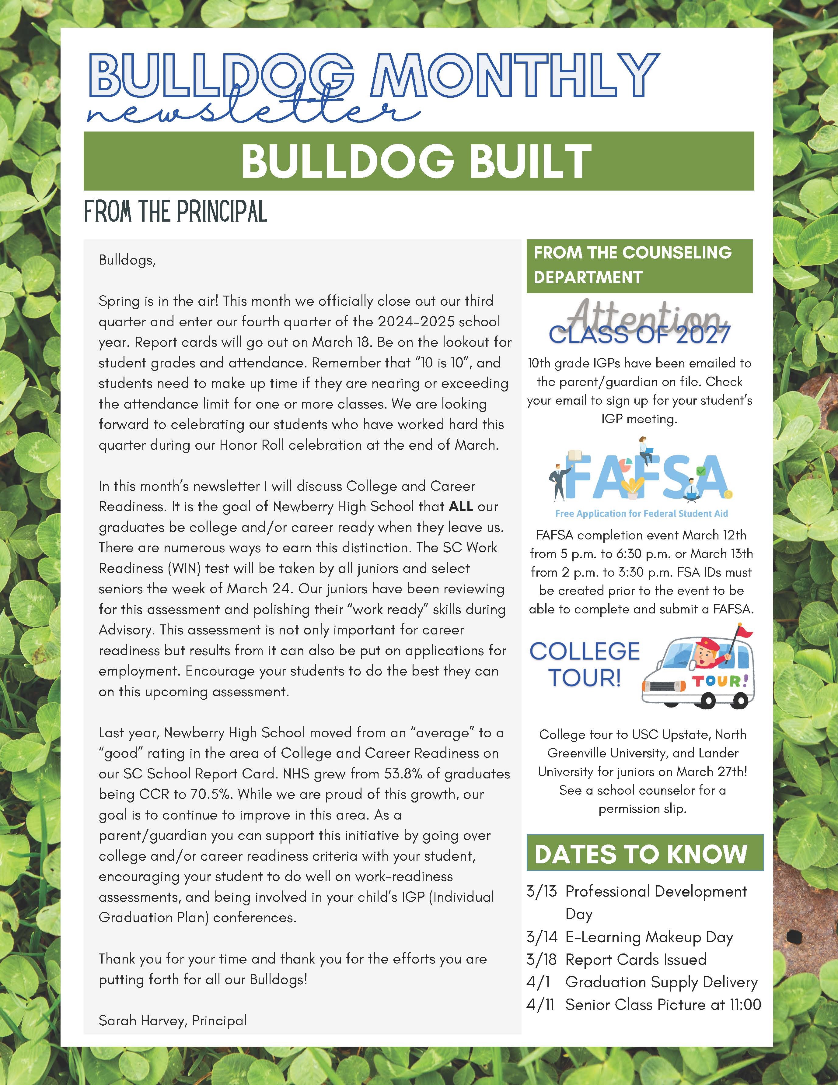 Bulldog Weekly Newsletter  Page 1