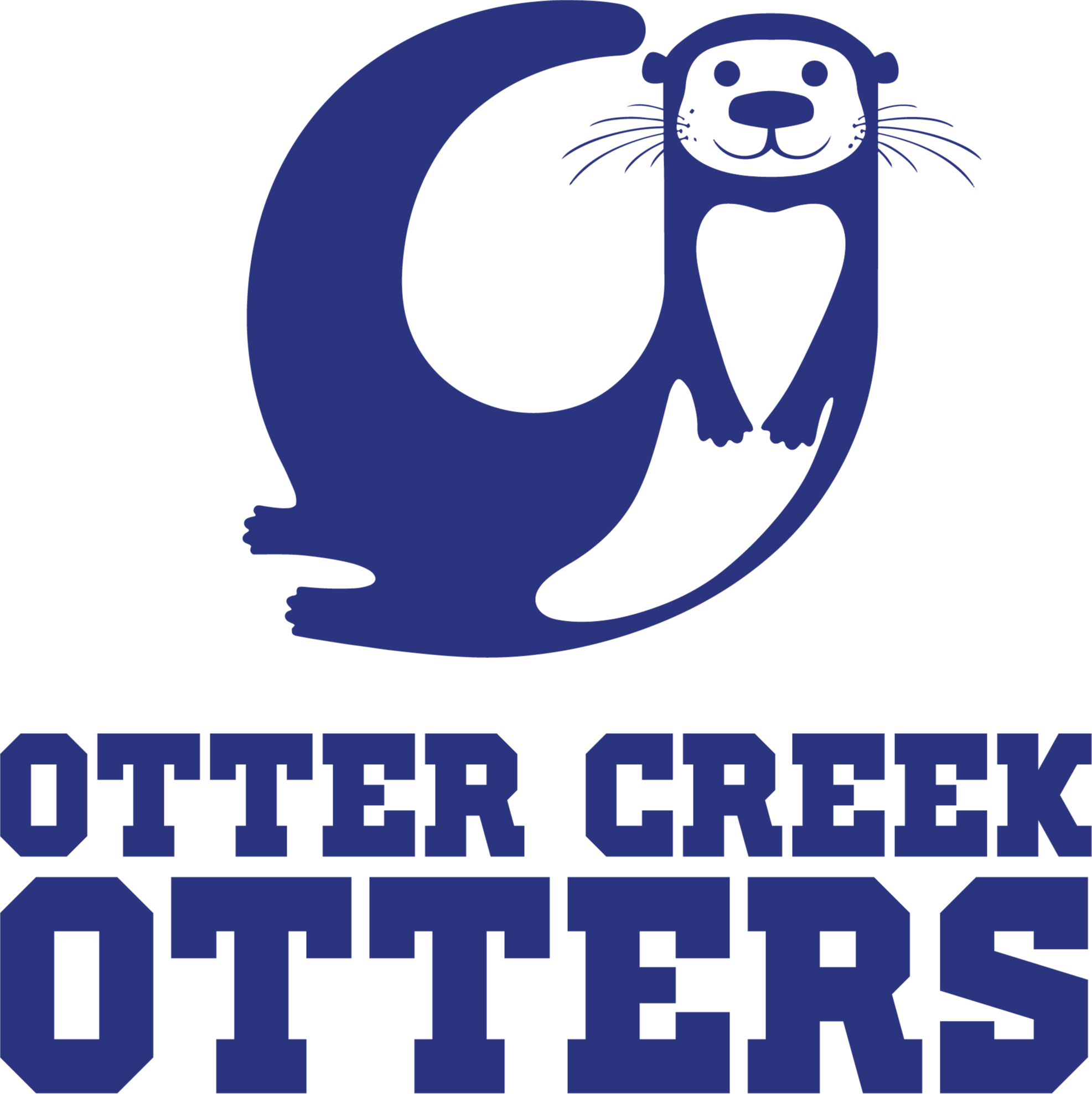Blue and white otter design with "Otter Creek Otters" written in blue below.