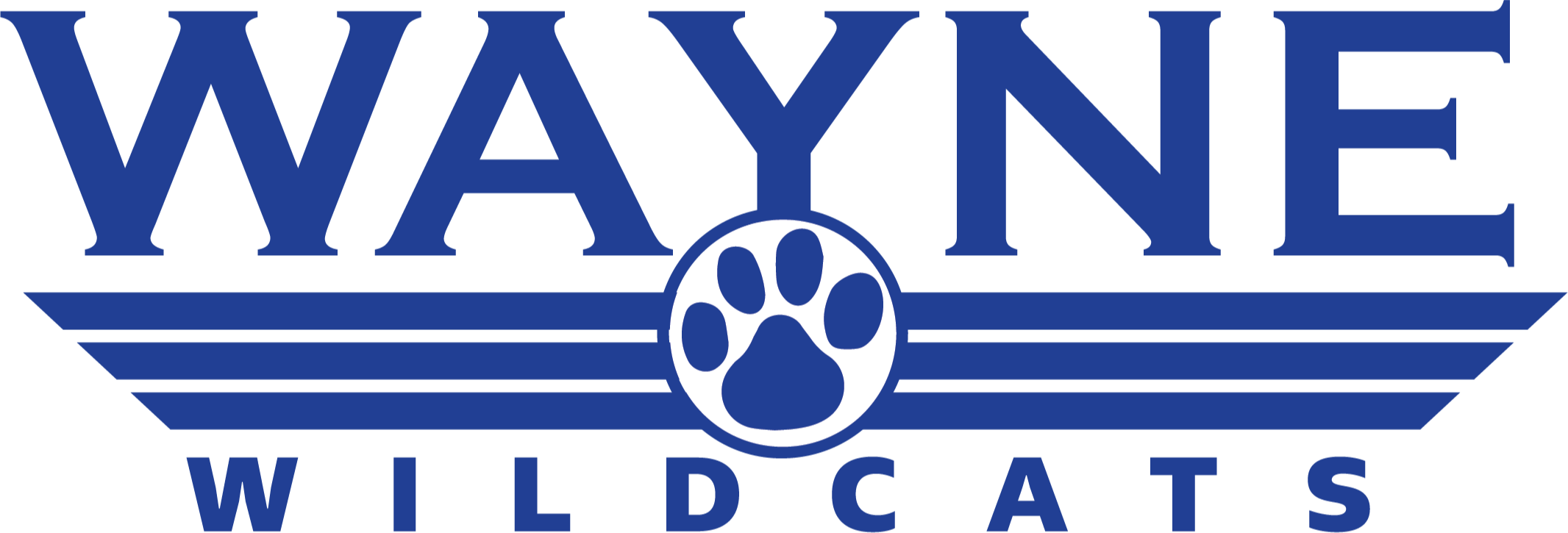 A logo featuring "WAYNE" in white text with a paw print icon in blue and white, on a black background.
