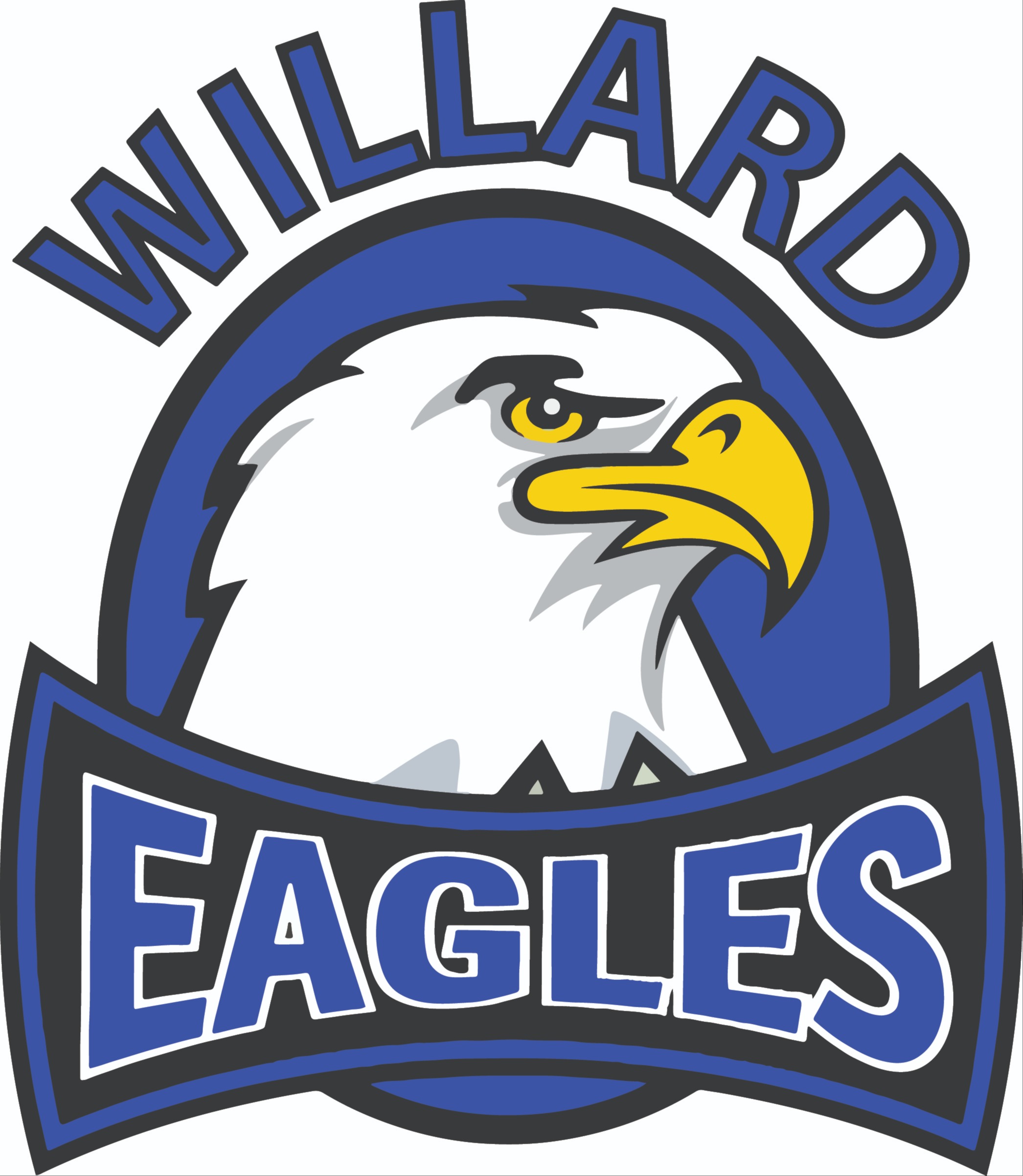 A logo featuring a stylized bald eagle above the words "Willard" and "Eagles," with blue and black colors.