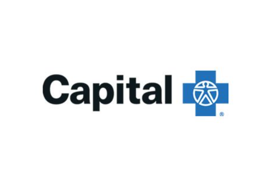 A white background features the Capital logo, with "Capital" in bold black text and a blue cross icon next to it.