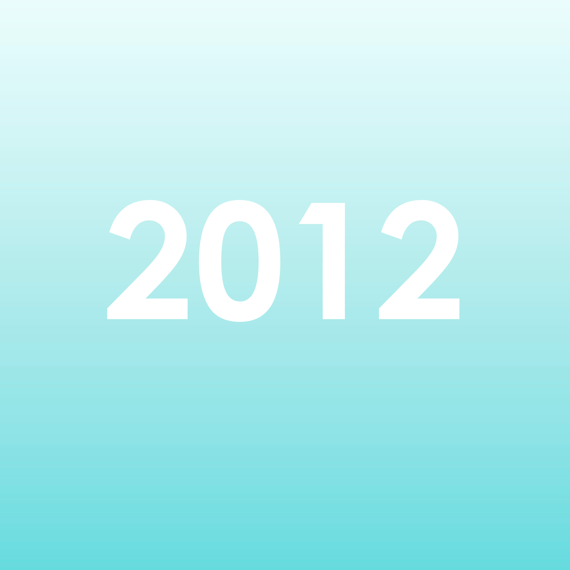 A blue gradient background with large, white numbers "2012" displayed prominently in the center.