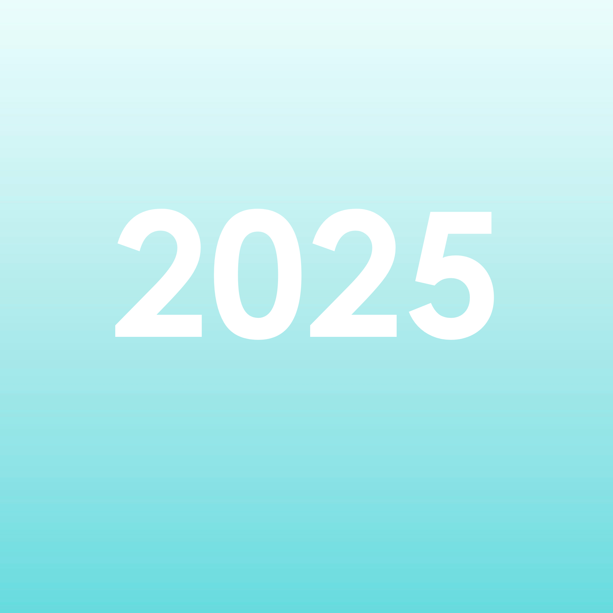 White numbers "2025" on a blue gradient background, centered. The number is bold and sans-serif font.