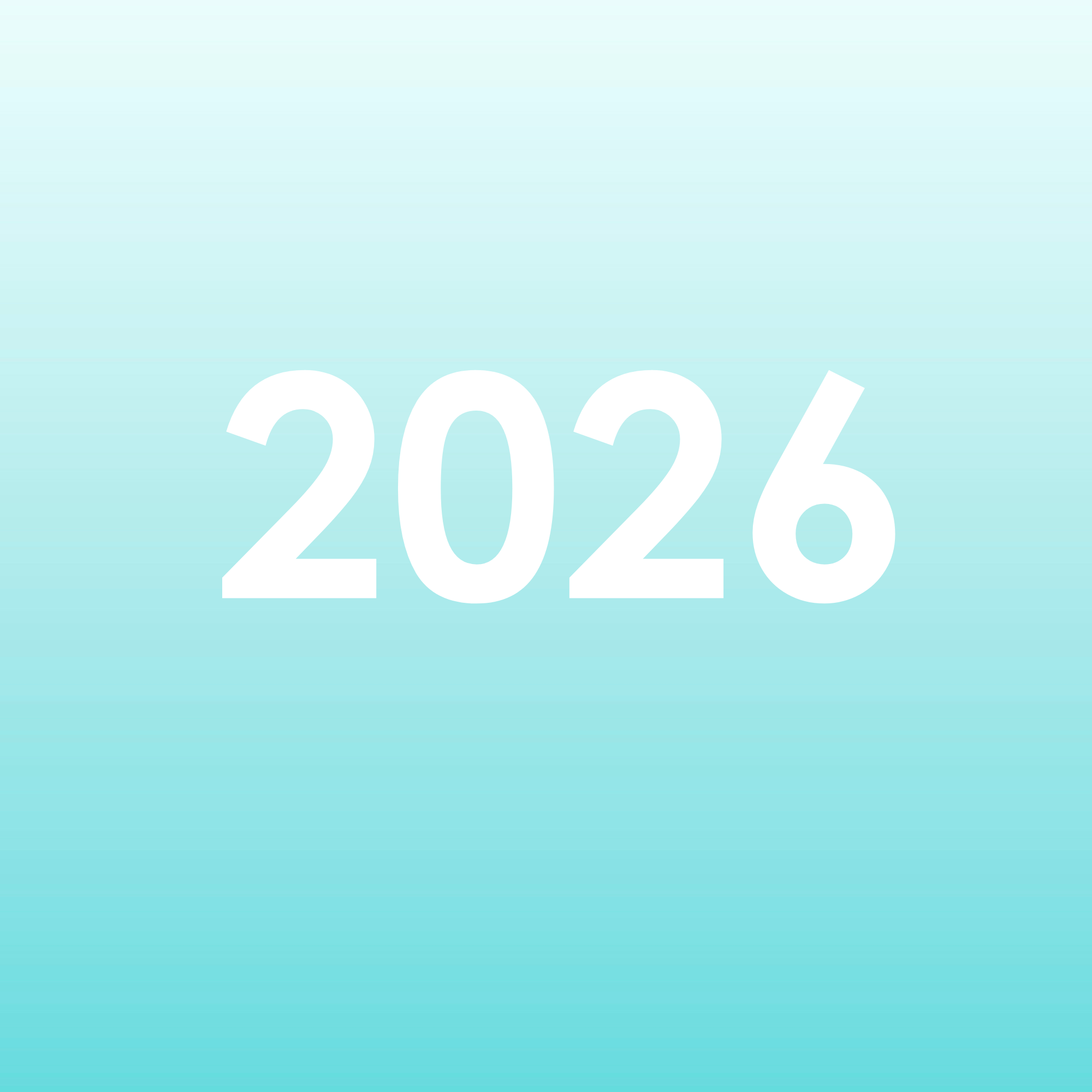 White numbers "2026" on a gradient blue background transitioning from light to dark blue.
