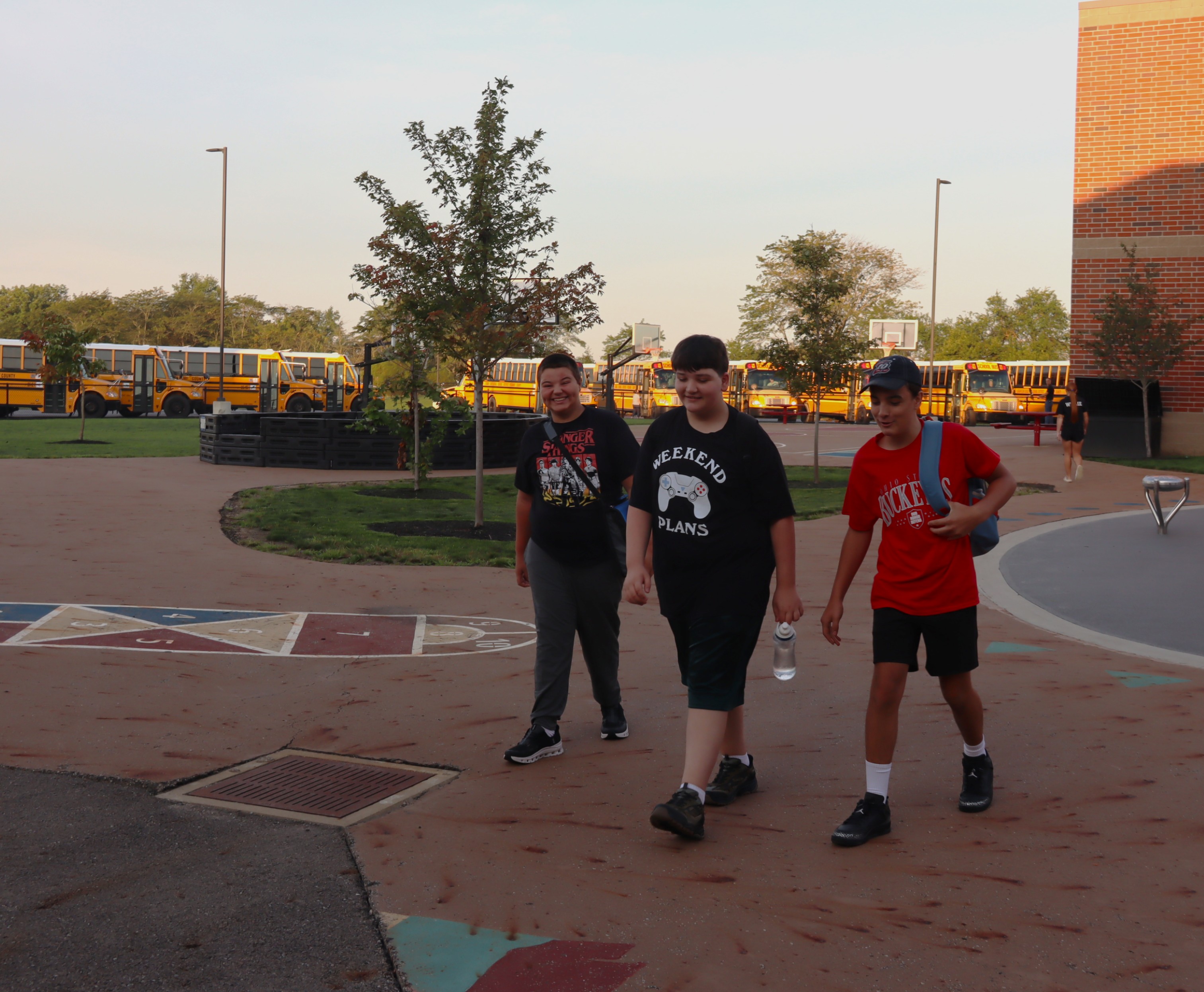 Middle School students walking in to school 