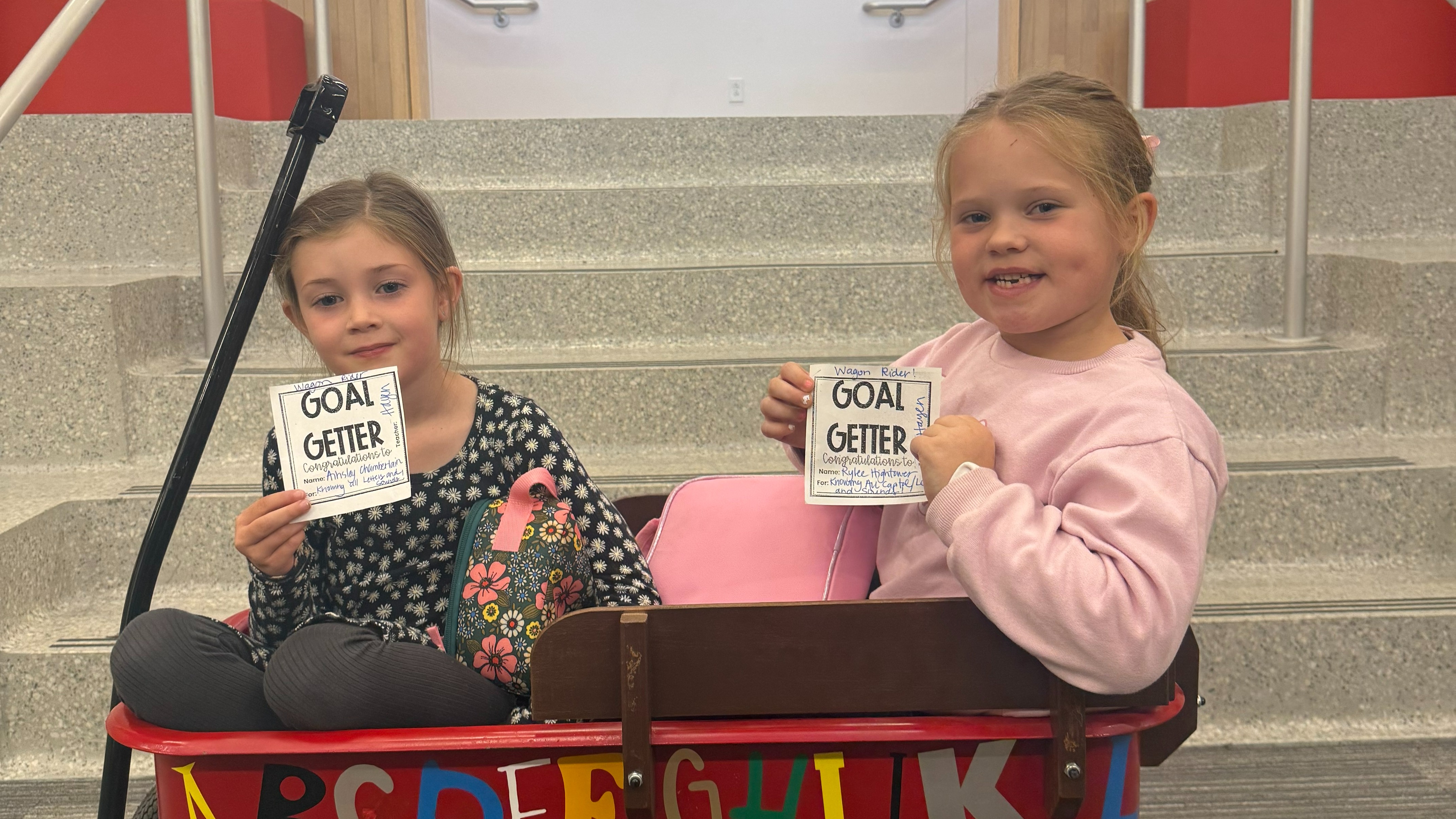 Ainsley Chamberlain and Rylee Hightower - ABC Wagon Riders in Kindergarten!