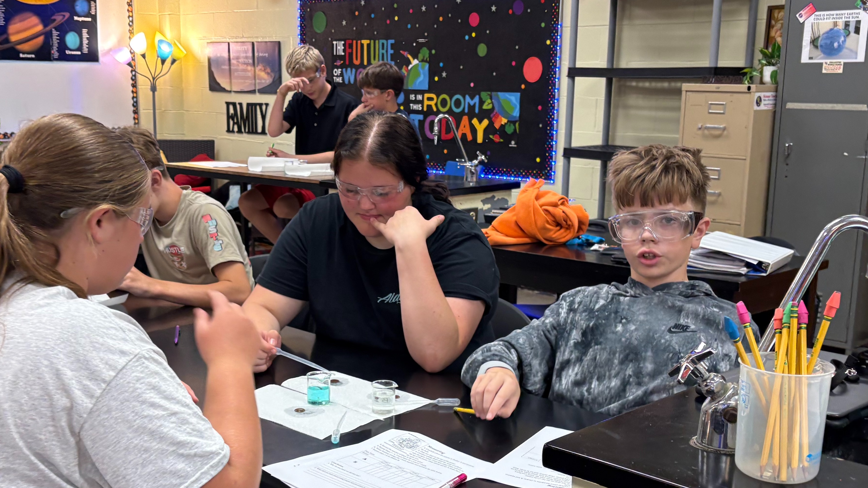 CMS Students learn about lab safety.
