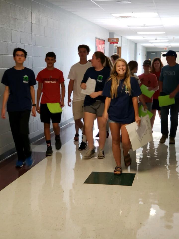 first day of school in hallway