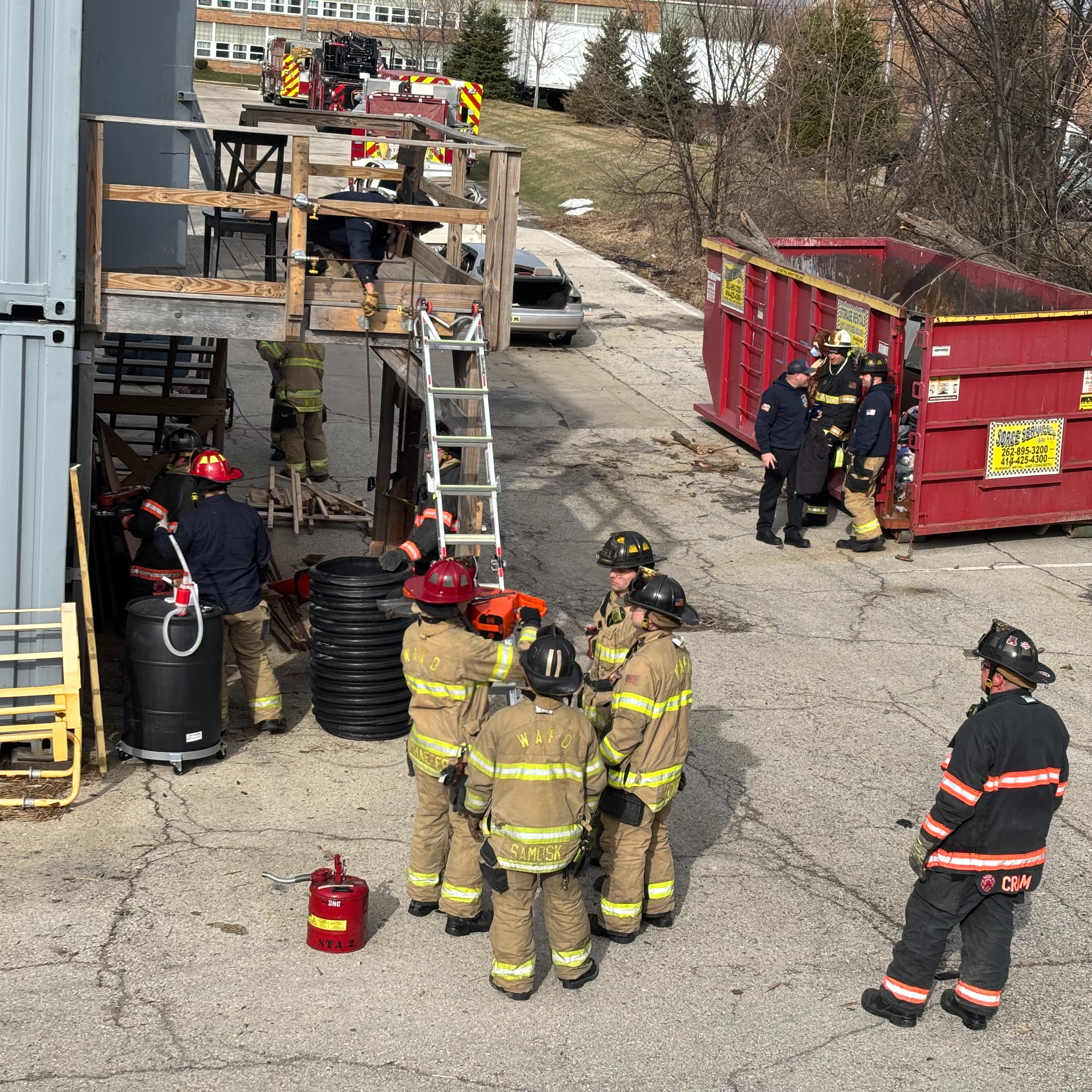 group of firefighters training