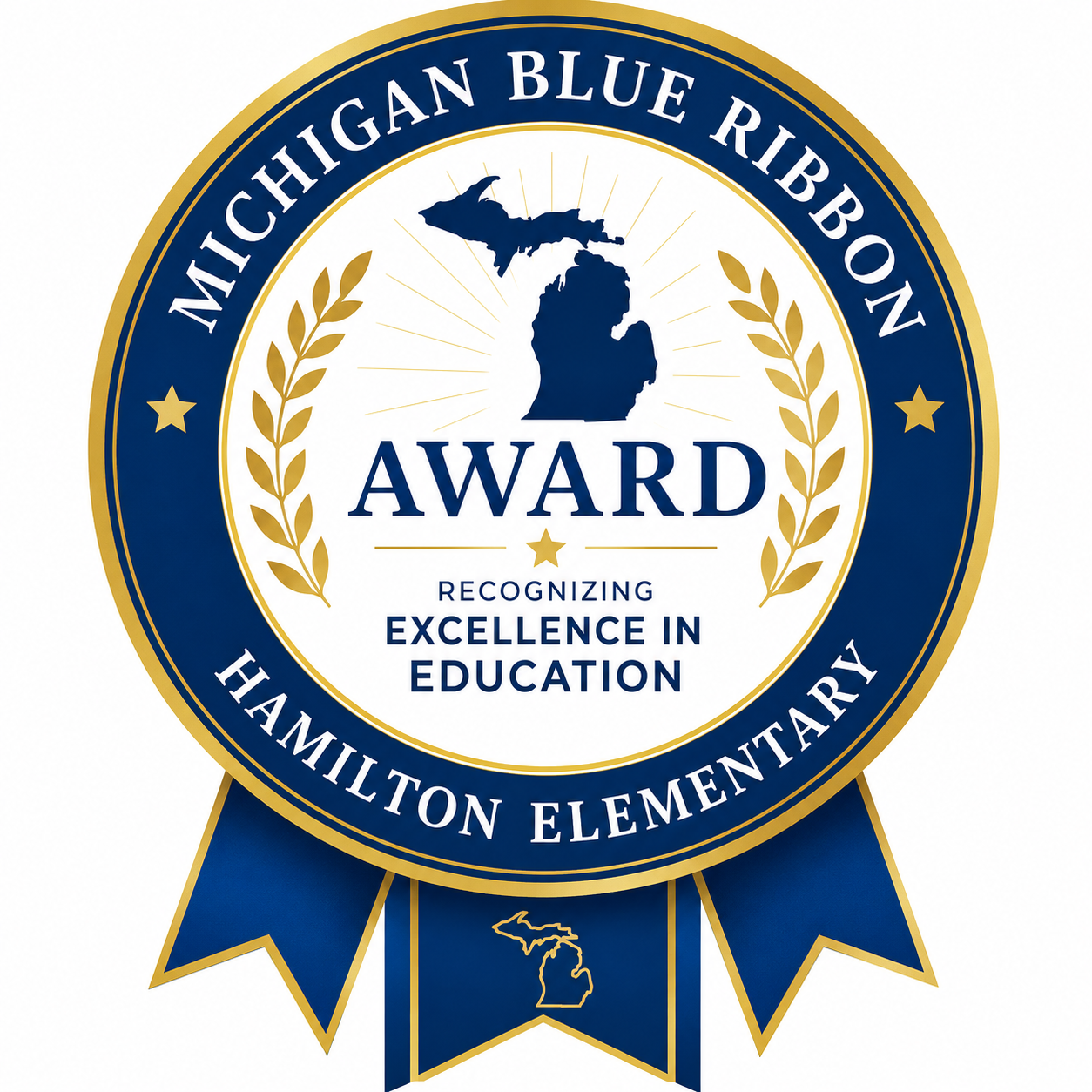 Michigan Blue Ribbon award badge for Hamilton Elementary.