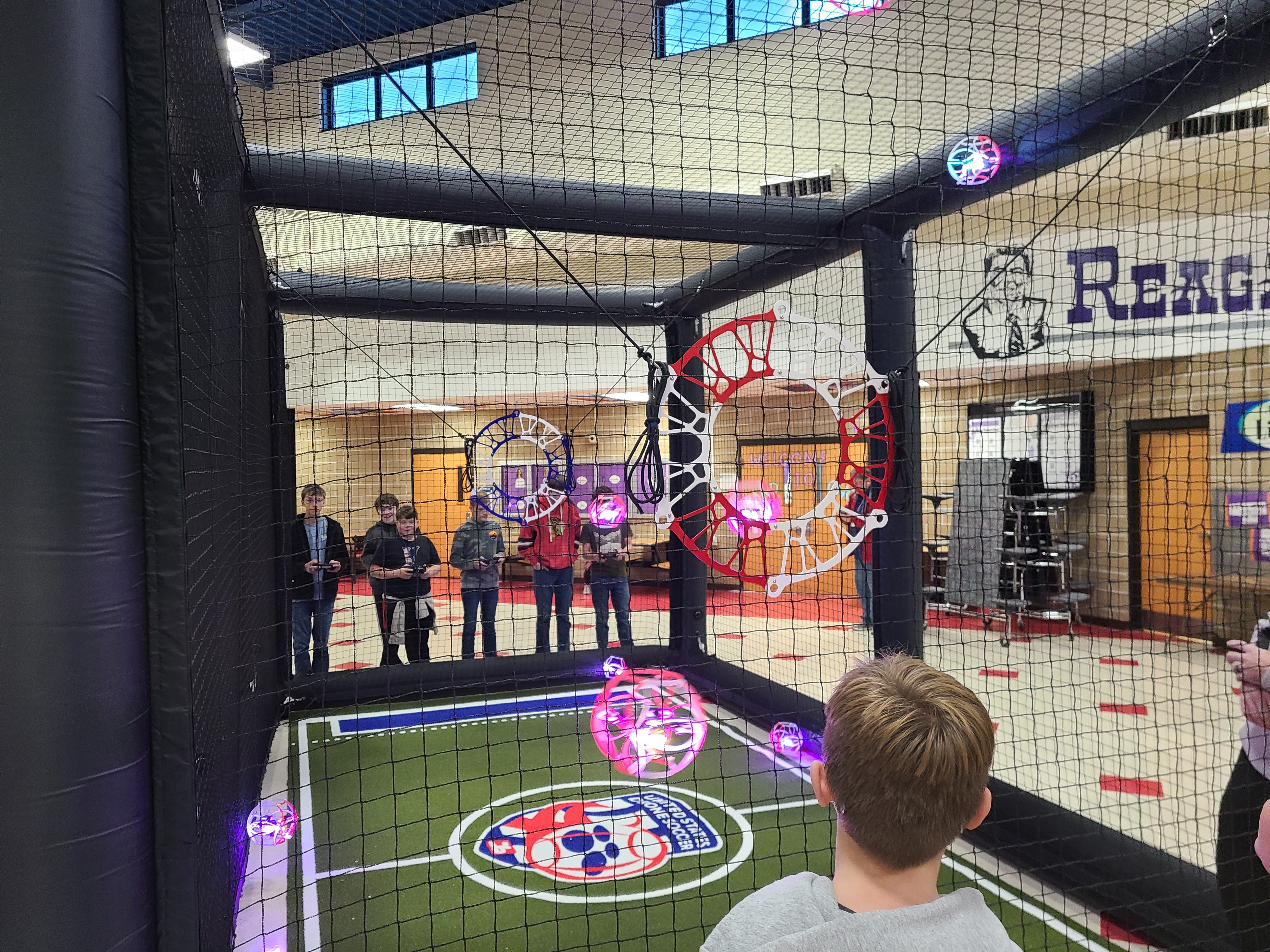 Photo of a drone soccer match