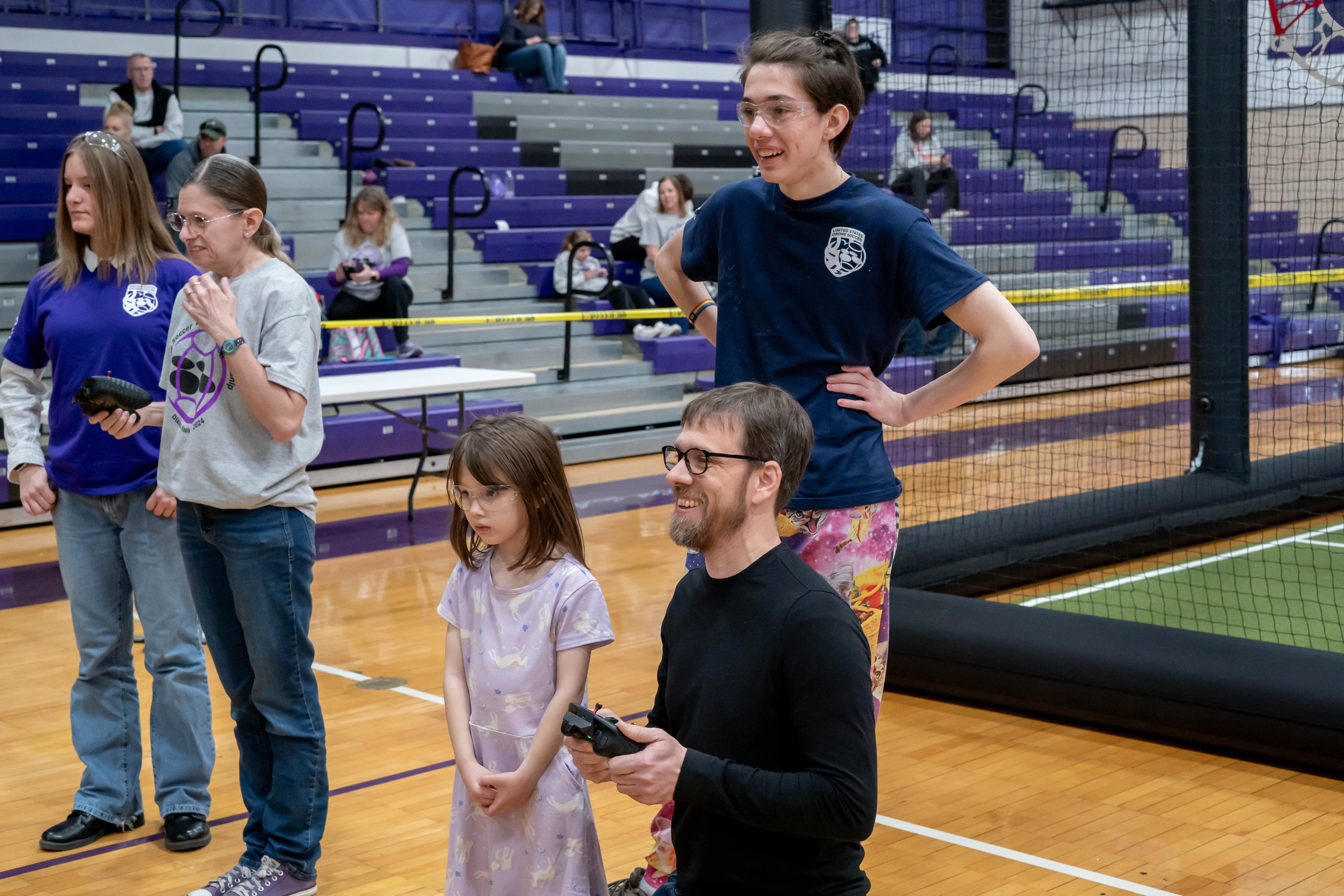 Photo of people trying drone soccer