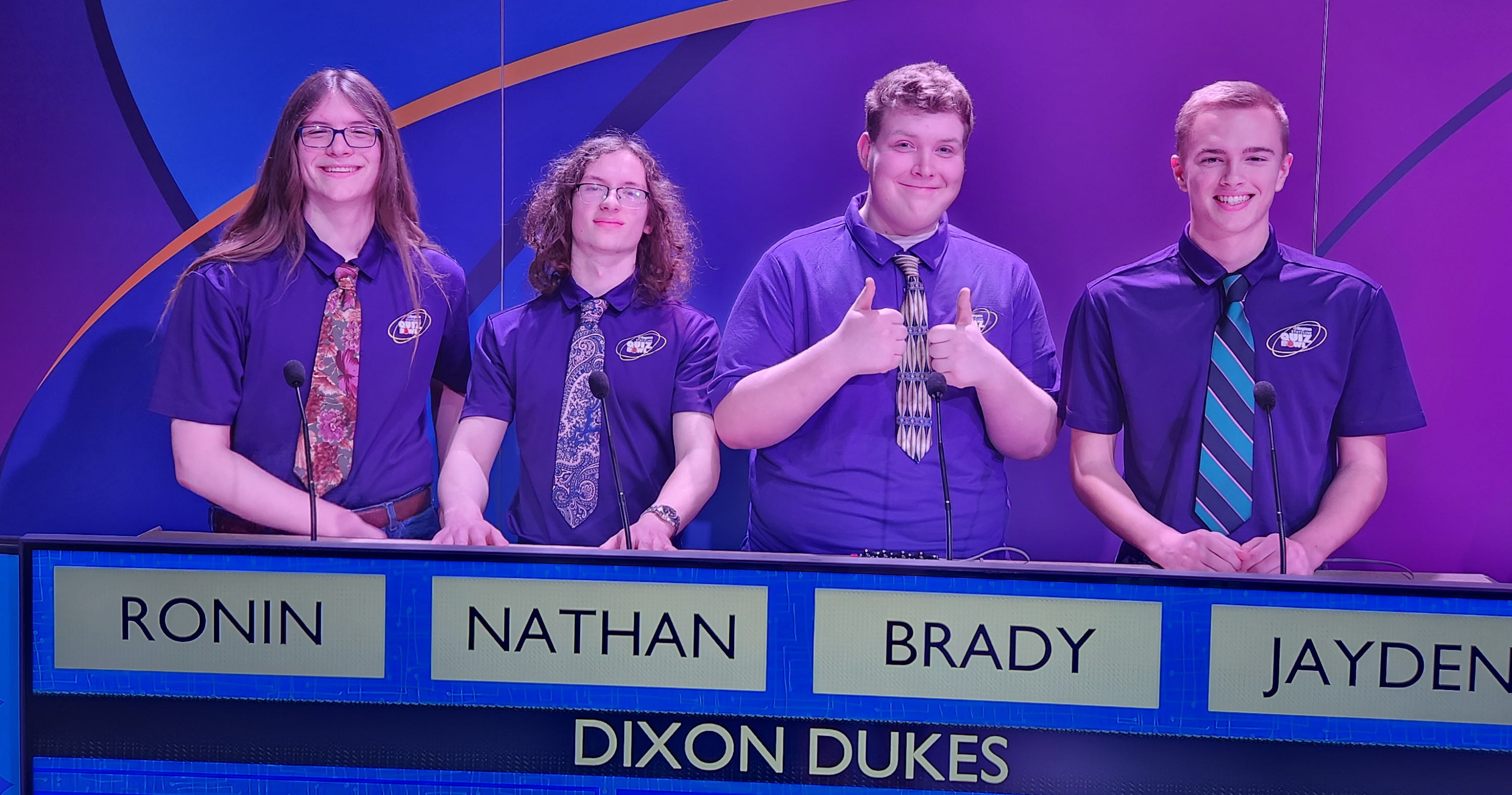 Quiz bowl students during taping of show