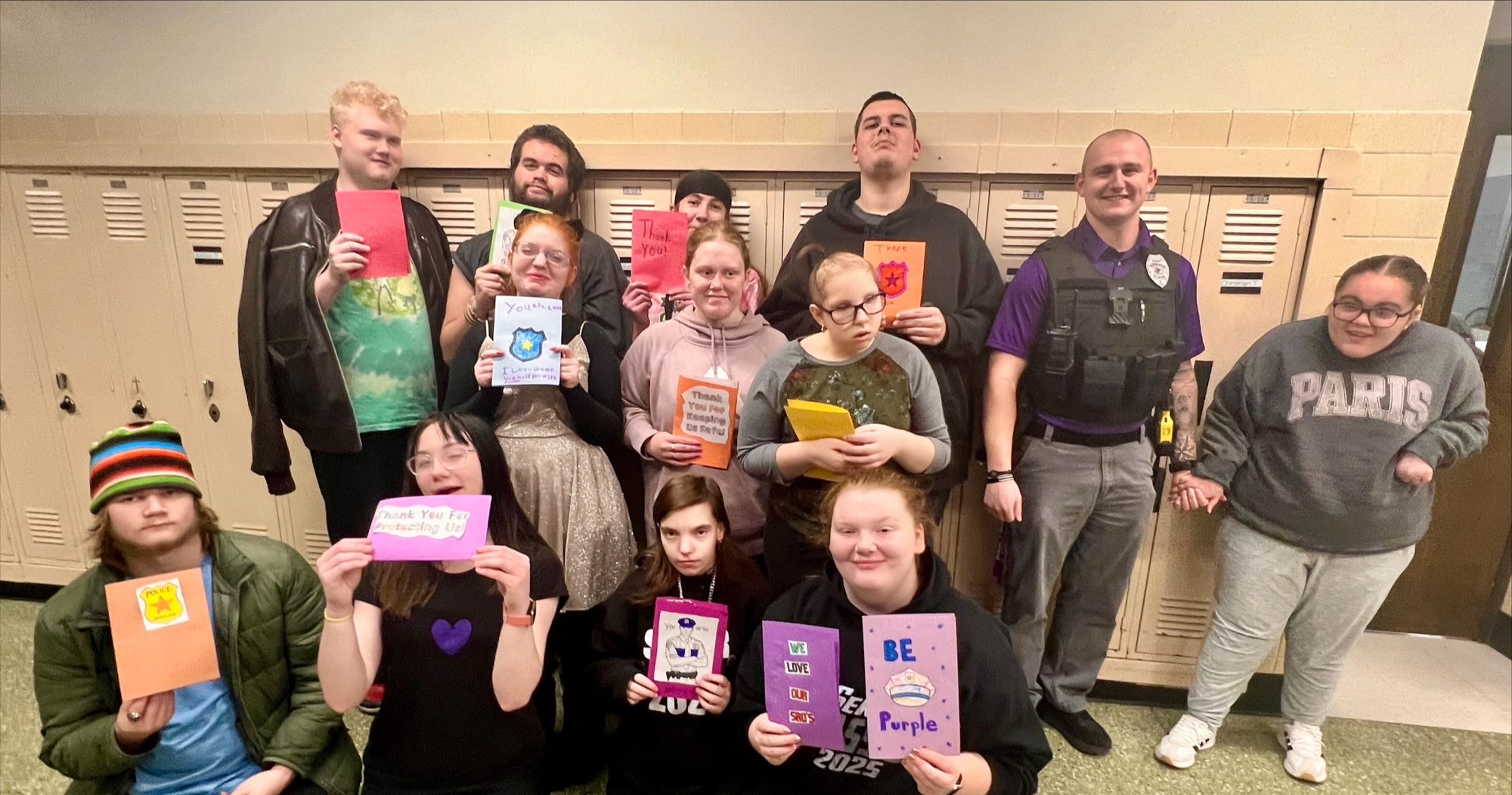 Photo of students and police officer