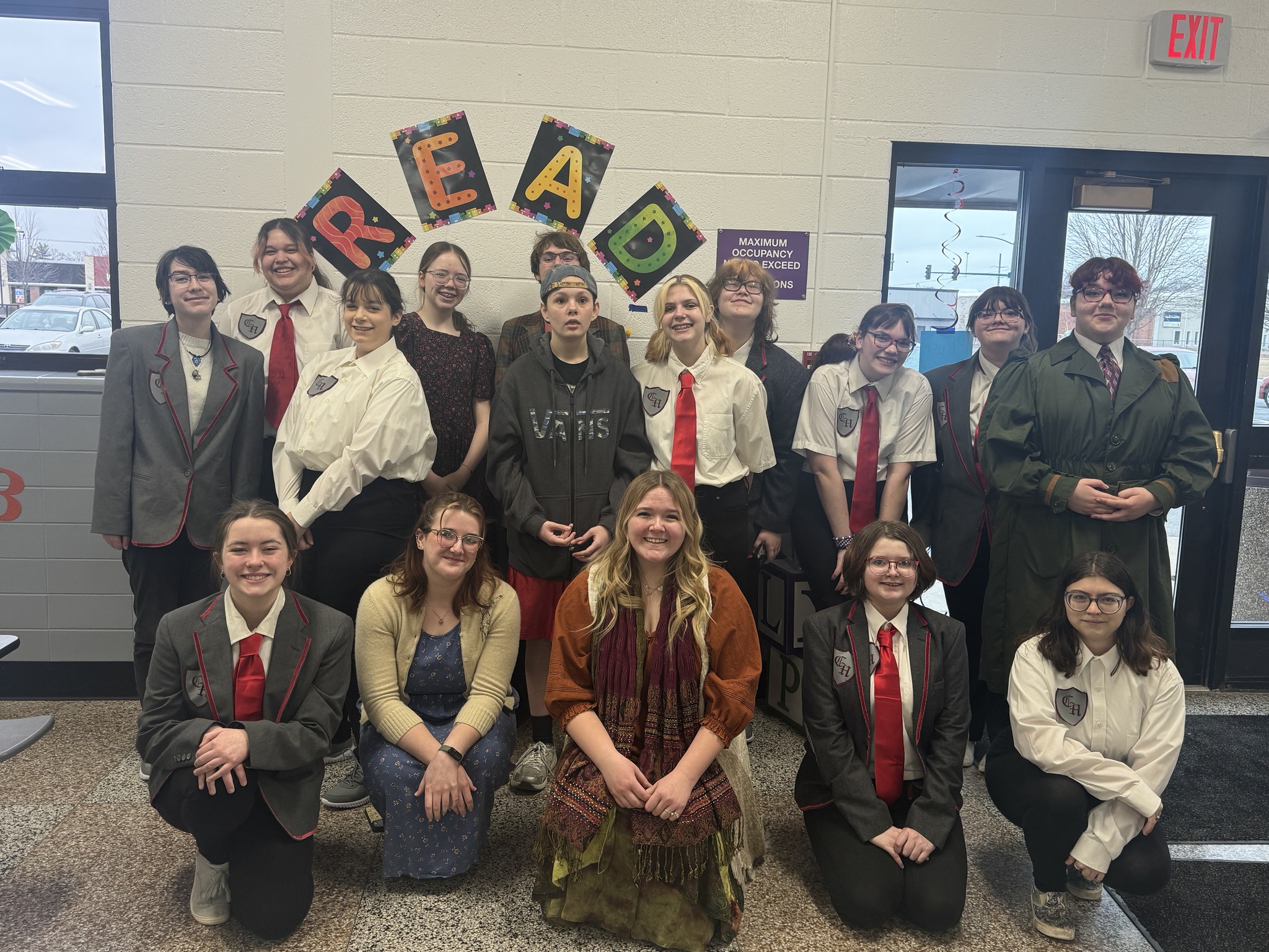 matilda students posing in cafe