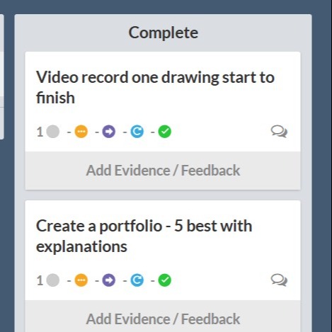 A list headed by Complete and includes tasks such as video record