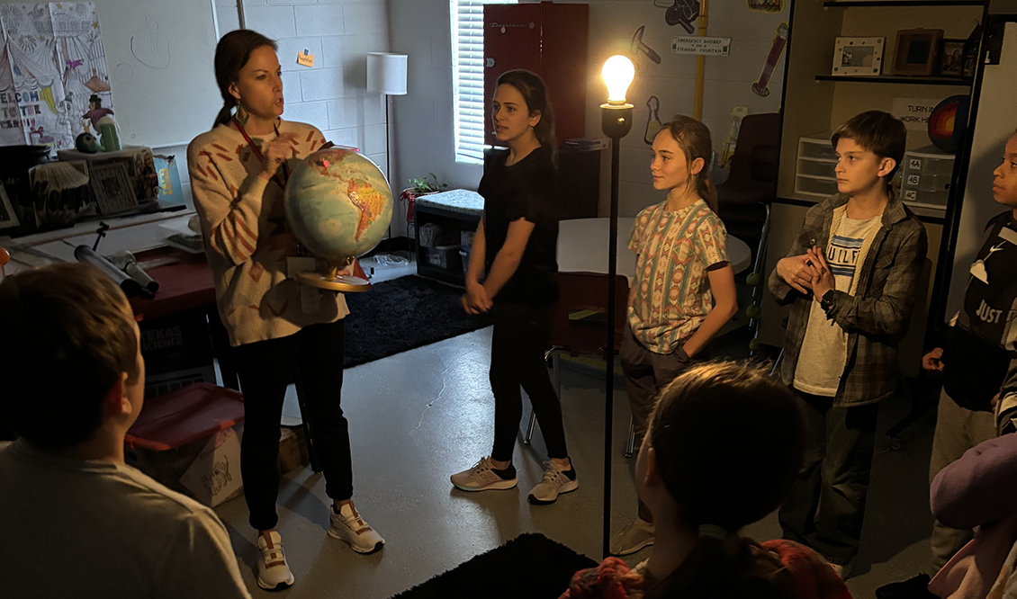 Elementary students learn about how the sun shines on our planet