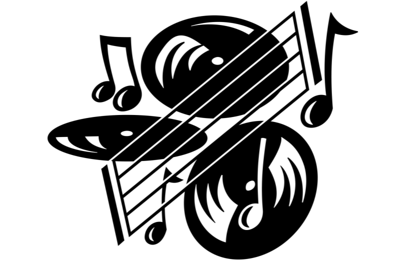musical notes and records