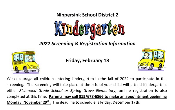 SY23 Kindergarten Screening and Registration