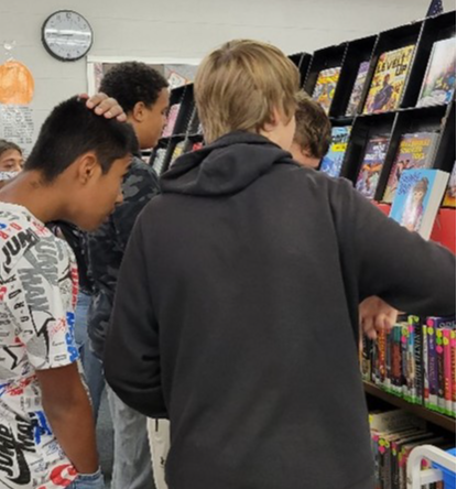 Students shopping during book fair