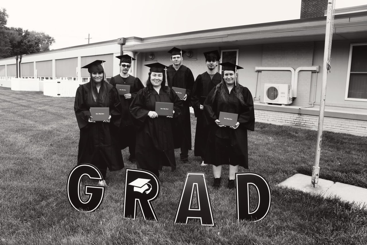 Graduating Class Of 2023 in order: Graduates of 2023:  Wyatt A Fistler, Levi Belote, Emiliano Gonzalez Lena Candelario, Elizabeth Guzman, Megan E Gwynn 