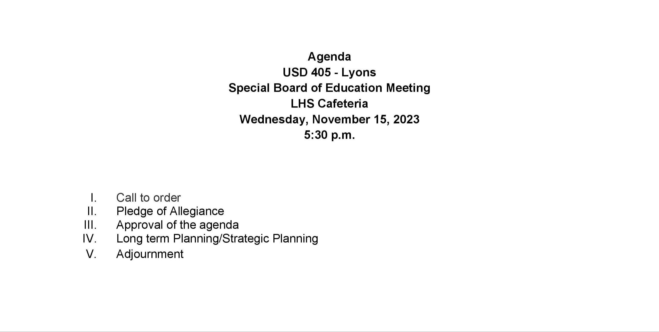 November 15, 2023, BOE Meeting Agendas 6:02  PM An ADA compliant PDF is in the link above this image