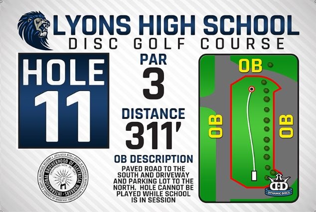 Lyons High School DISC Golf Course Hole 11