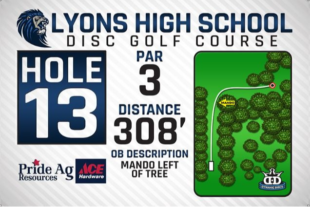 Lyons High School DISC Golf Course Hole 13