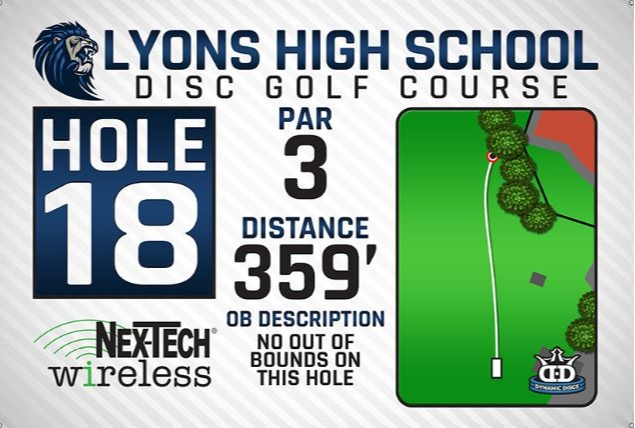 Lyons High School DISC Golf Course Hole 18