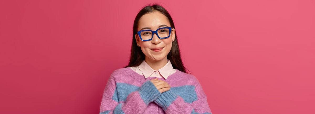 Girl with blue glasses