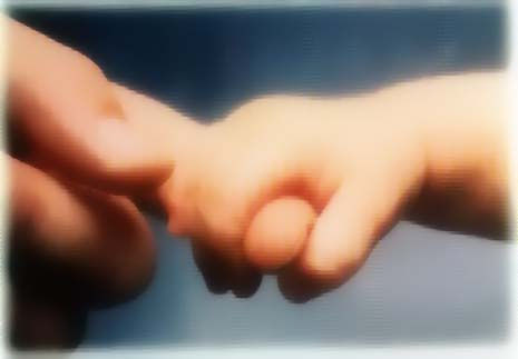 A photo of a baby's hand holding onto an adult's hand