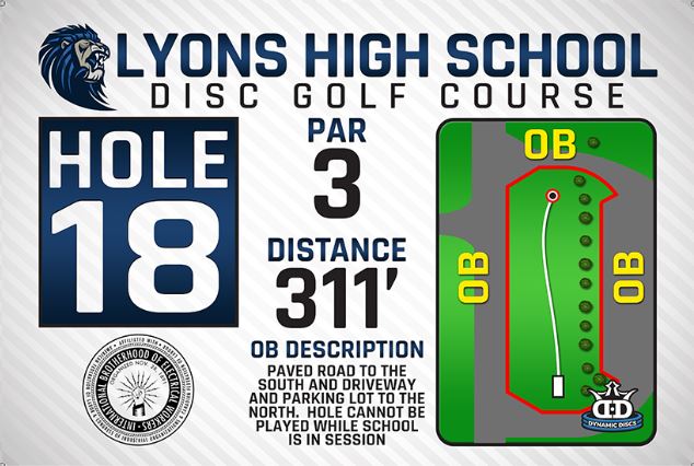 Lyons High School DISC Golf Course Hole 18