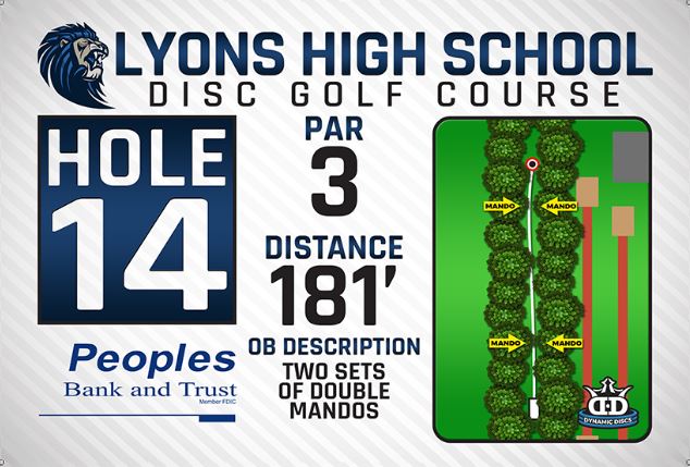 Lyons High School DISC Golf Course Hole 14