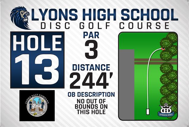 Lyons High School DISC Golf Course Hole 13