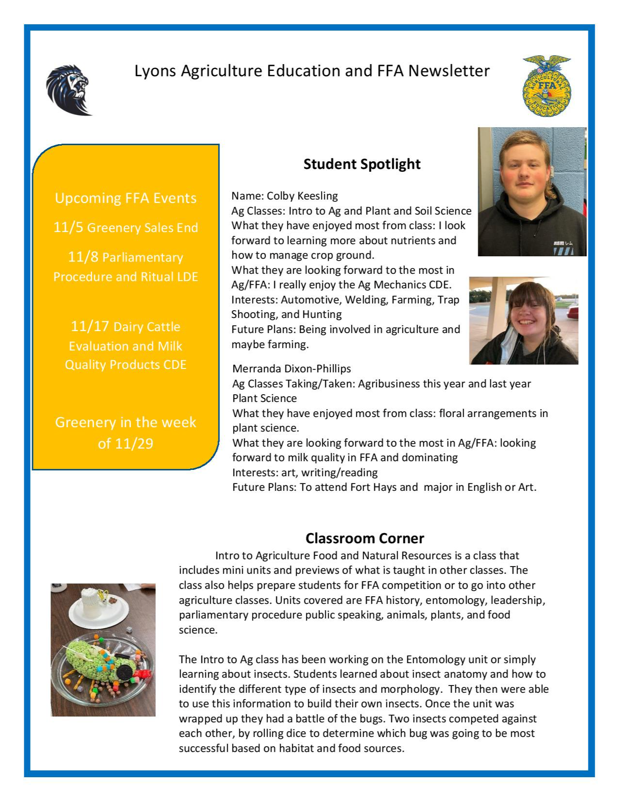 October Newsletter Page 1