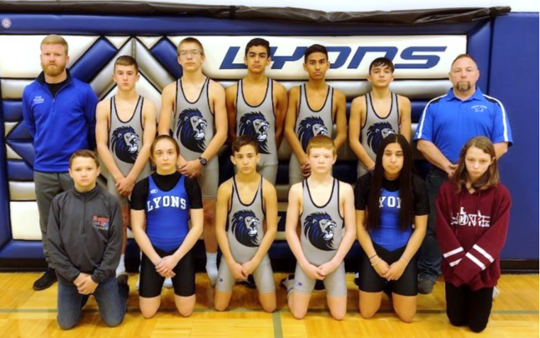 A photo of the Wrestling team members