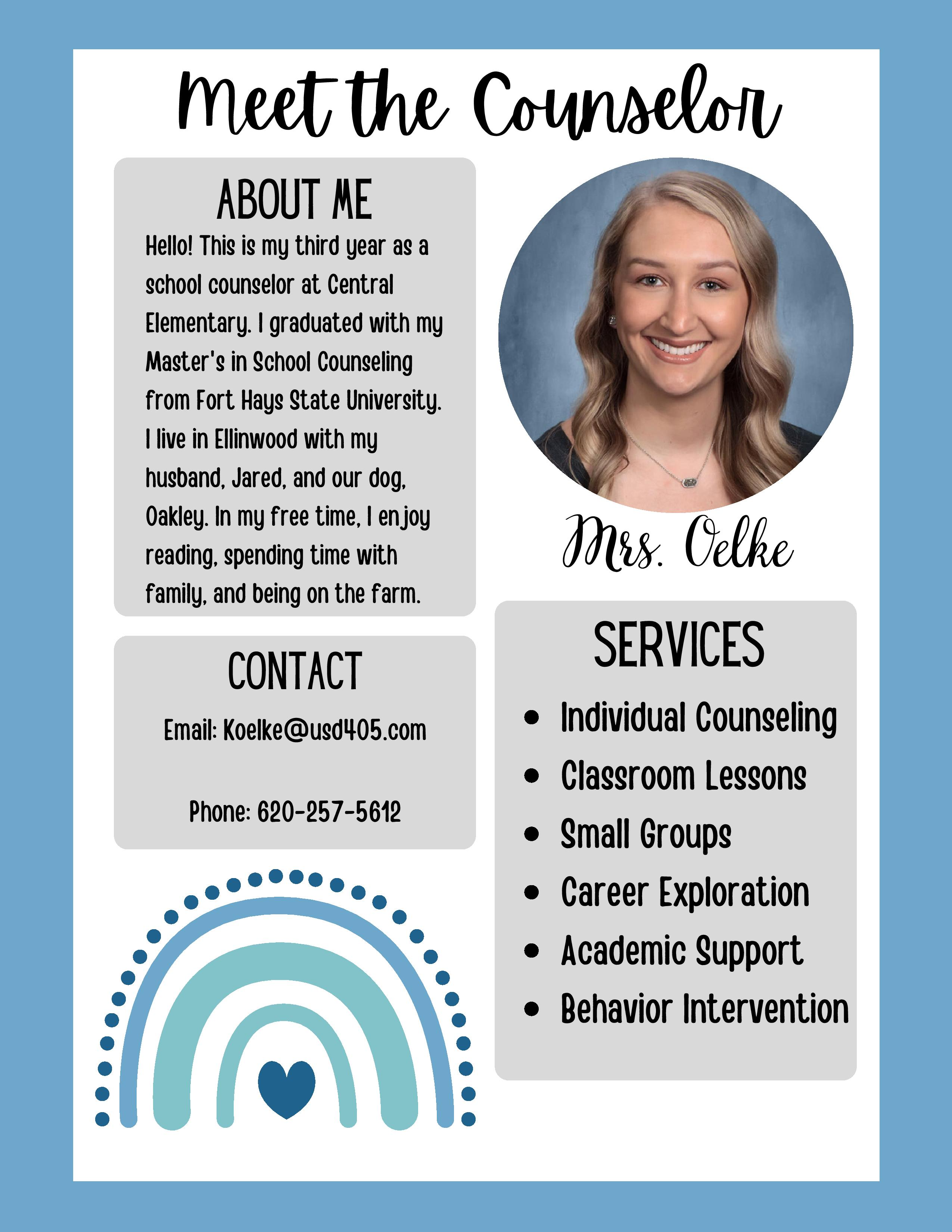 meet the school counselor  Printable version at top of the page